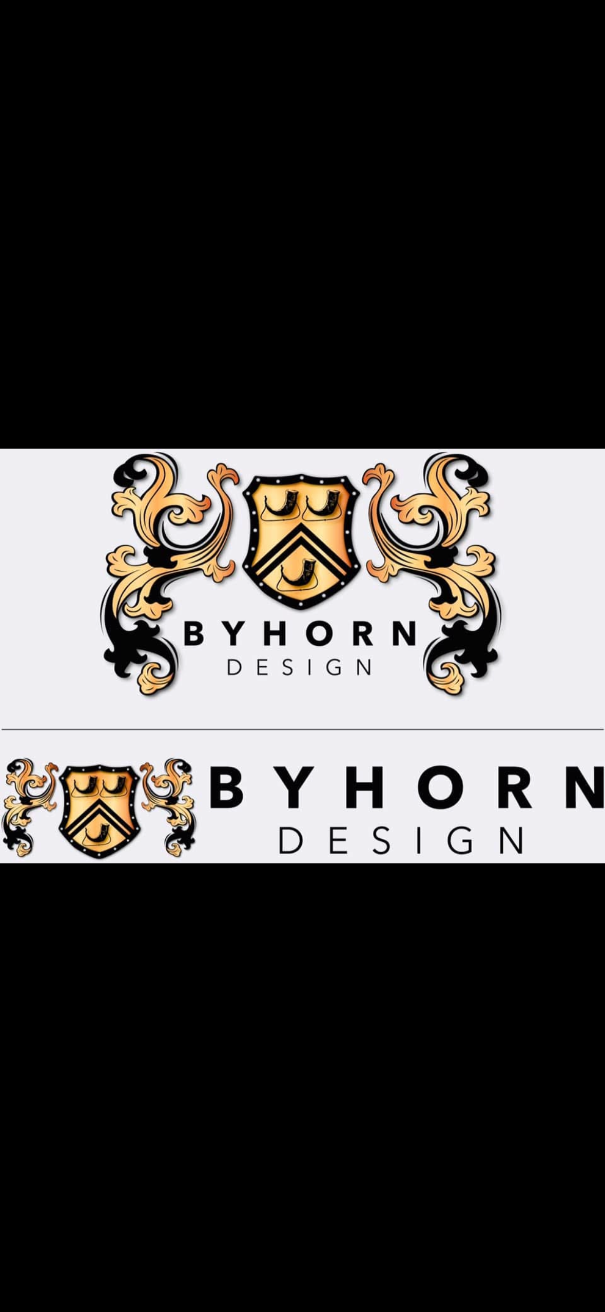 Byhorn Design gold crest and black wordmark