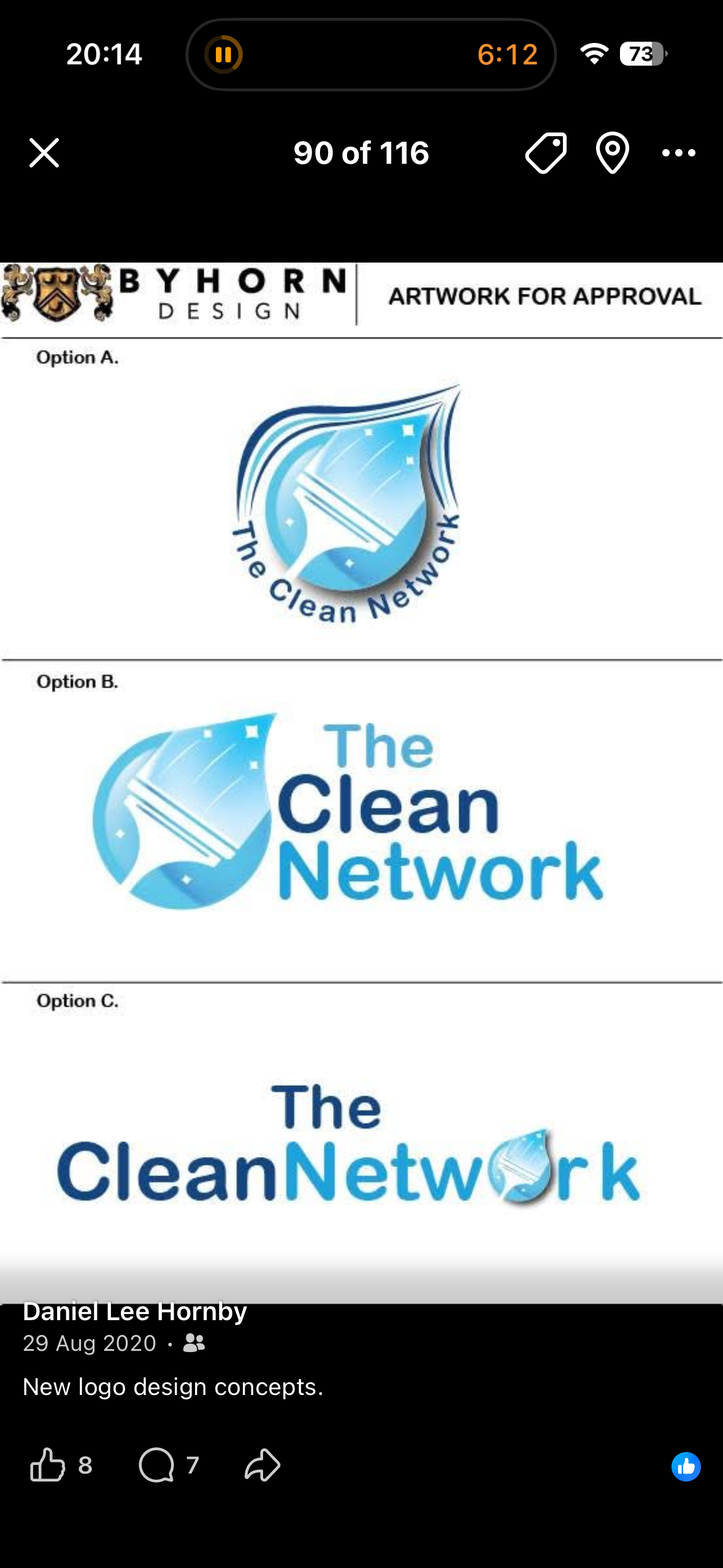 Three blue water-drop and window-cleaning logo concepts for The Clean Network
