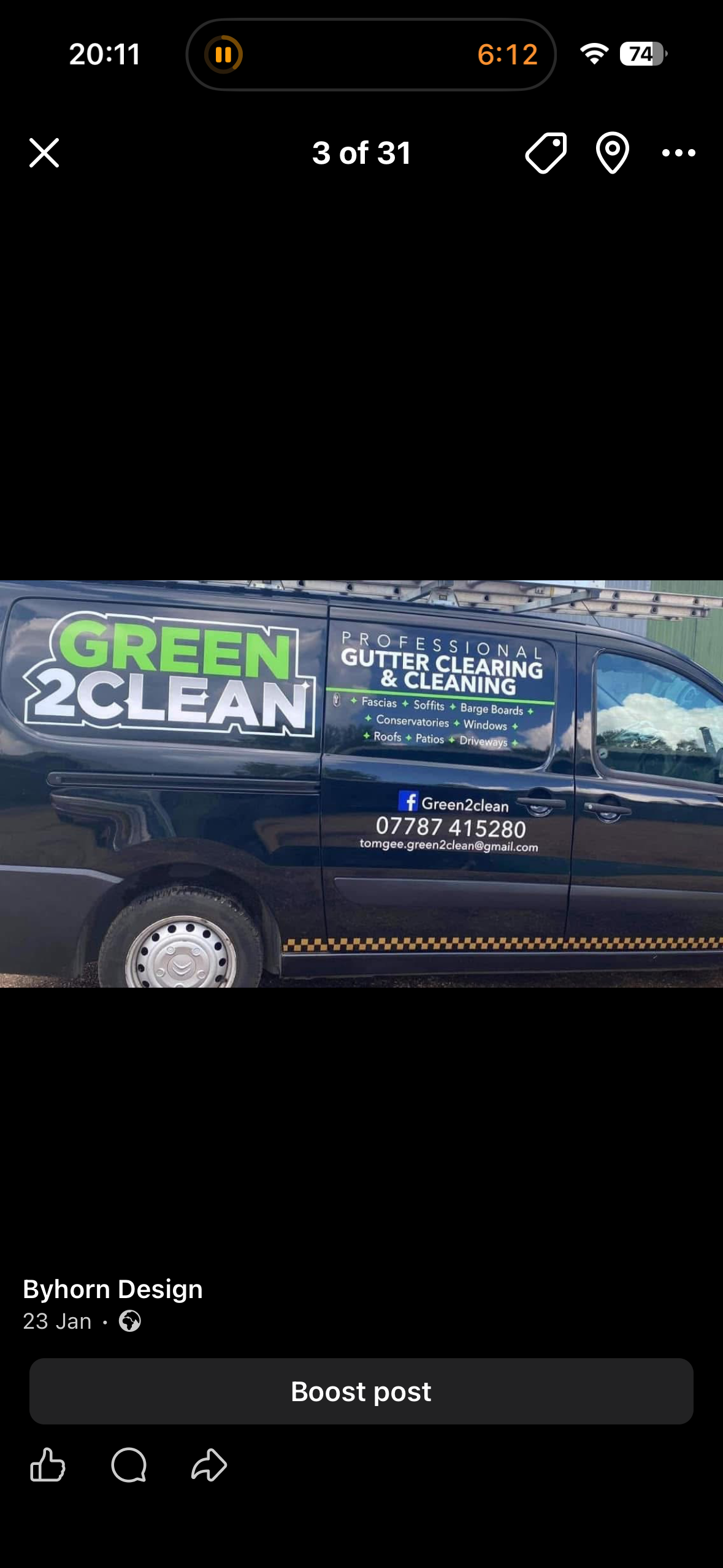 Green2Clean van with bold green and white side graphics