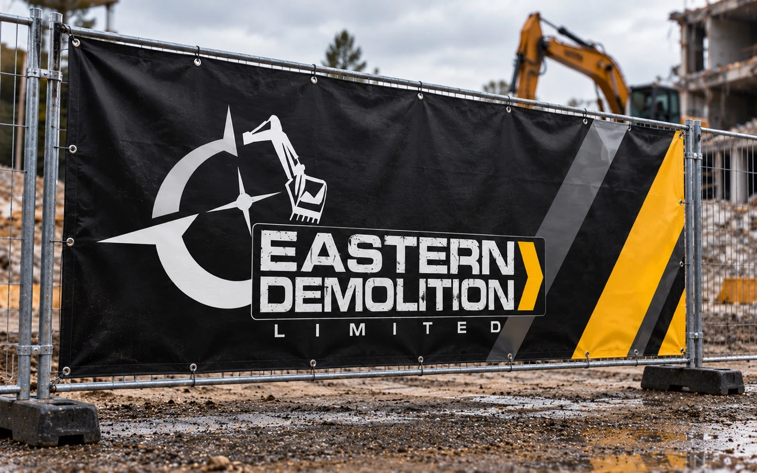 Eastern Demolition site-banner application visualisation on construction fencing