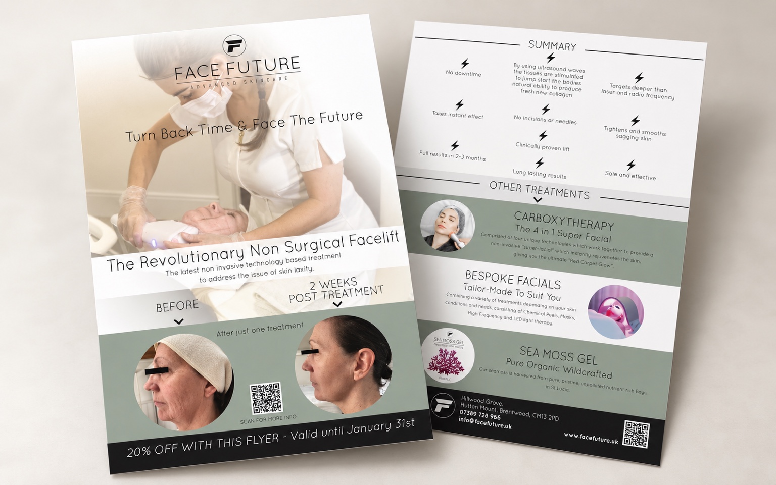 Approved Face Future original promotional flyer, front and reverse