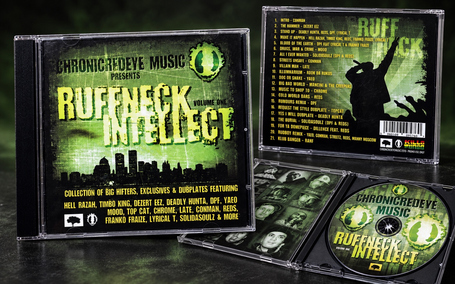 Ruffneck Intellect physical CD packaging showing front case, rear artwork and printed disc.