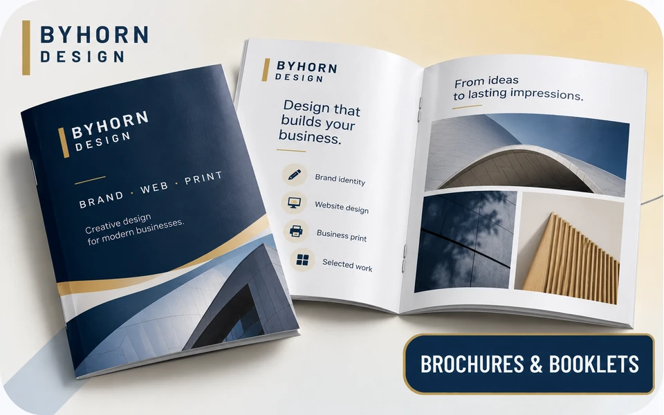 Illustrative Byhorn Design brochure and booklet product sample