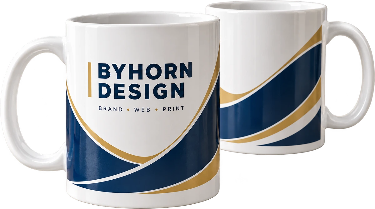 Full-colour ceramic mugs — illustrative product example; specification below