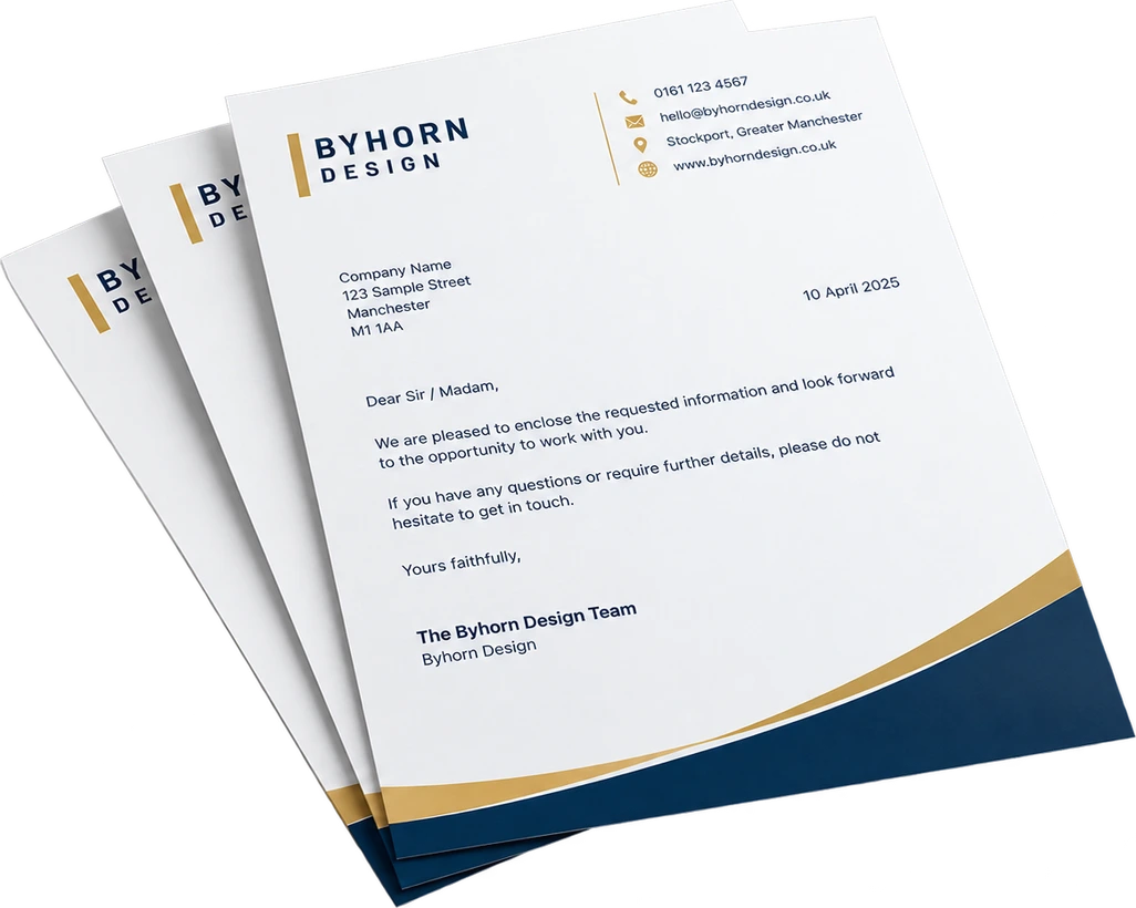 Letterheads — illustrative product example; specification below