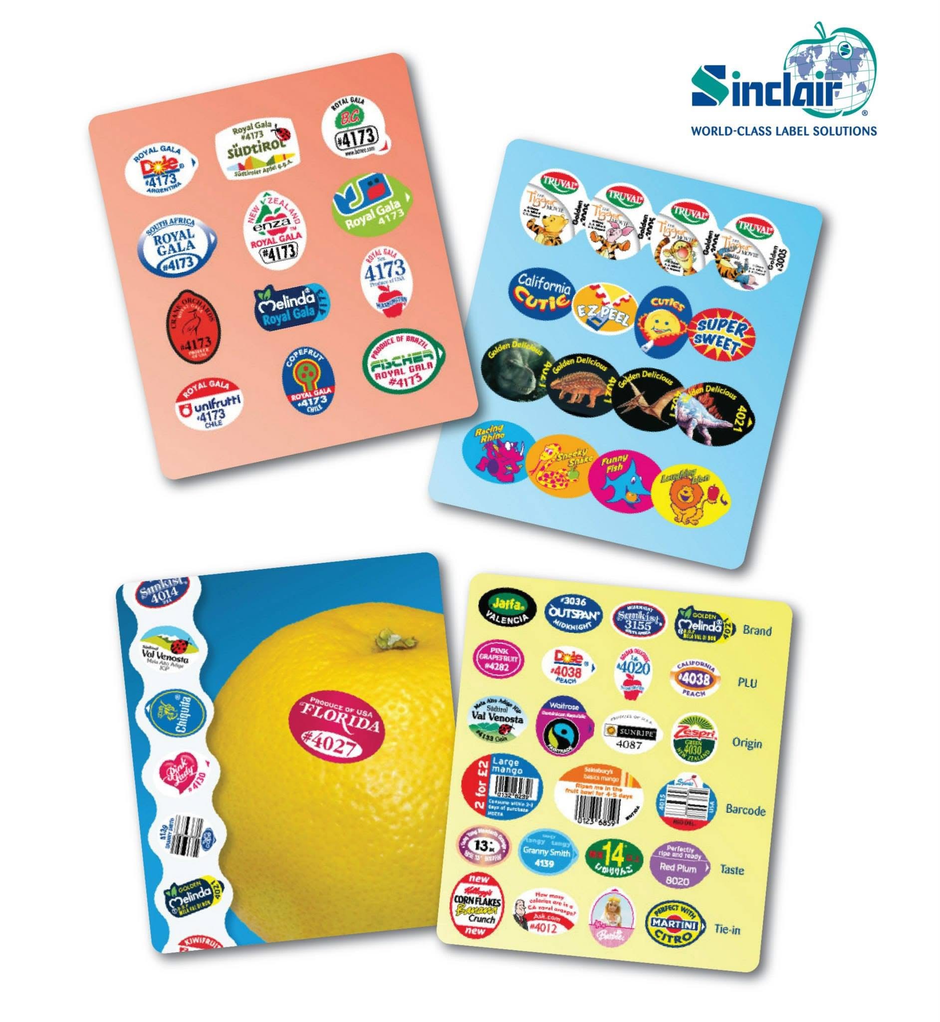 Sinclair produce-label artwork